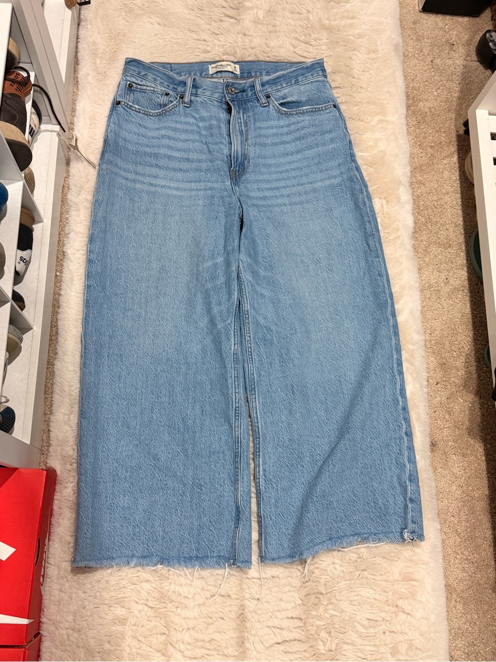 Abercrombie & Fitch Light Wash Crop Wide-Leg Jeans